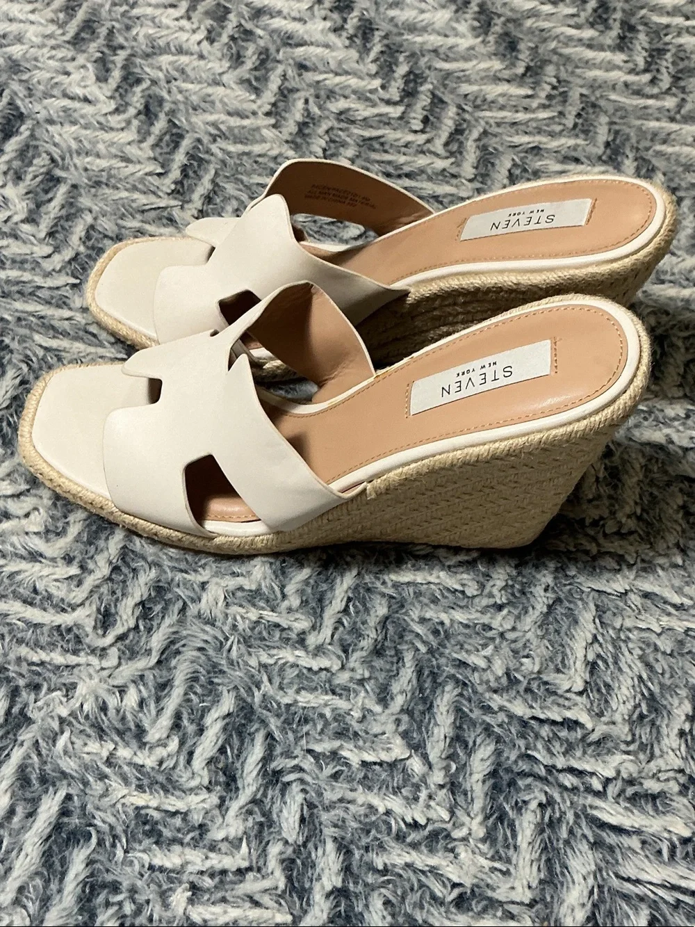 Steven New York Pacen Wedge Sandal Cream White Wedge Espadrille Slides